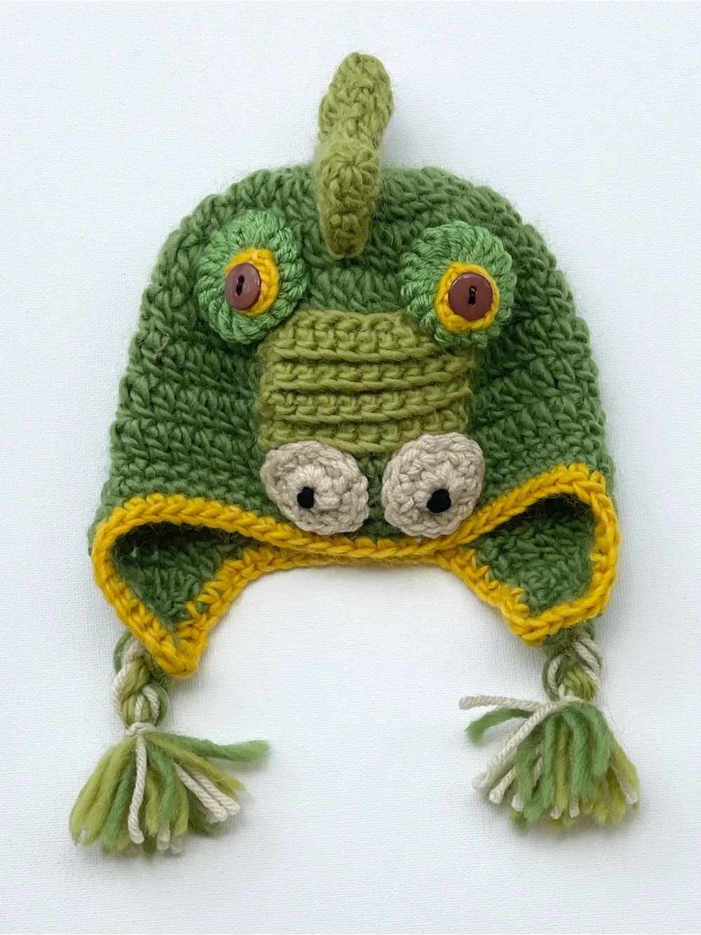 Handmade Green Crocheted Gator Earflap Hat for Baby – Newborn